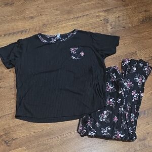 Flora Nikrooz Black Floral Pajama Set